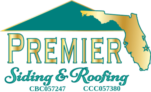 Untitled design (1) copy 3 Logo for Premier Siding & Roofing with a stylized house and Florida state outline, featuring license numbers CBC057247 and CCC057380.